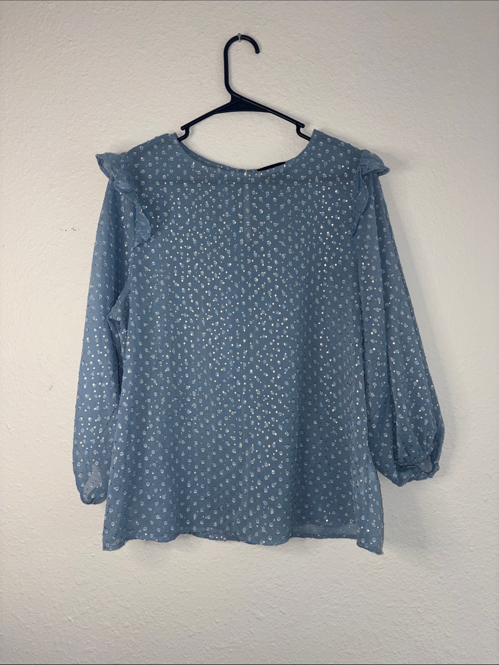 W5 Blue Top with Gold Dot Embellishments